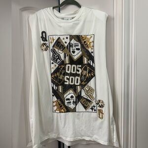 Queen of Sparkles Black/Gold Card Tee Dress XL